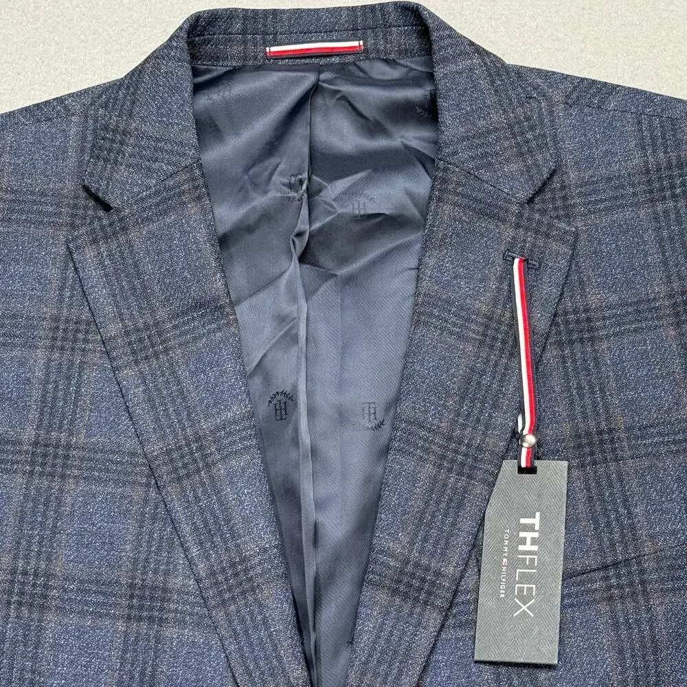 Tommy Hilfiger Men's Modern-Fit Check Sport Coat navy/brown  48R $295